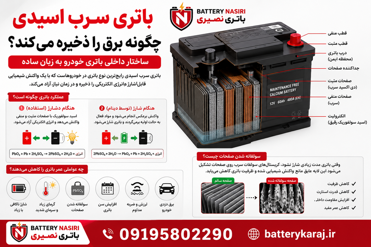 باتری خودرو چگونه برق را ذخیره می‌کند؟ آشنایی با ساختار داخلی باتری سرب اسیدی